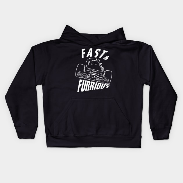 Funny FURRurious car driving Black Cat Kids Hoodie by TMBTM